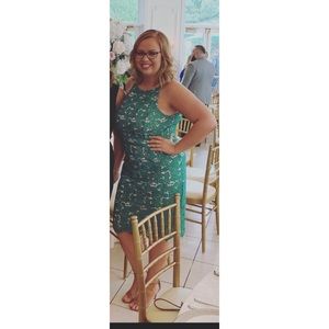 Marina brand green and nude dress. Worn for a wedding one time. In great shape!